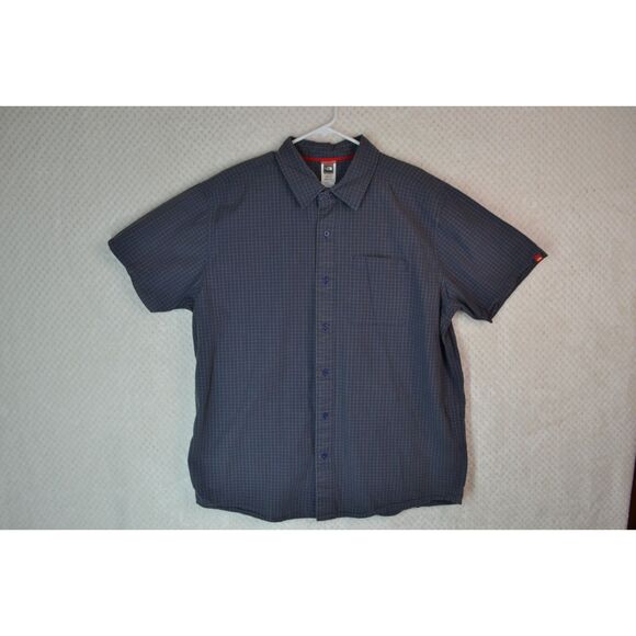 The North Face Men's XXL Blue Plaid Short Sleeve Button Down Shirt - Picture 1 of 10